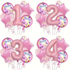 Resim 13 adet 32 inç pembe sayı balon seti, "Mutlu Doğum Günü" ve "Teşekkür" mesajlarıyla - Alüminyum film, kamp temalı partiler, mezunlar, nişanlıklar, düğün ve doğum günleri için ideal, doğum günü balonları 