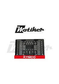 Resim Pleksi Plakalık Kırmızı Üstüne Beyaz Kymco Yazılı Tasarımlı Motosiklet Plakalık Modeli 