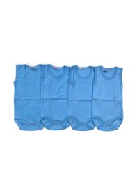Resim Salar Ticaret Salarticaret Bebek Basic Ribana Bisiklet Yaka 4Lü Atlet Body - Mavi 