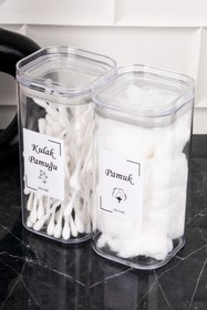 Resim DNS HOME 2'li Banyo Seti Kulak Pamuğu Ve Pamuk Organizeri Banyo Düzenleyici Mika Set 