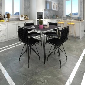 Resim Kenz Life Knsz Masa Sandalye Takımı HEM75MAZLUM Grisyh 080*080 Klçsm 4 Sandalye Syhsyh Kolçaklı Sırt Minderli 