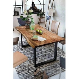Resim Enjoy Life Ahşap Kütük Yemek Masası Kare Ayak 