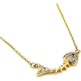 Resim Zirkon Taşli Balik Kilçik Gold Sari Ton Çelik Kadin Kolye Q0512 552942886 