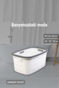 Resim Jet's Home Çamaşır Selesi Dayanıklı Çamaşır Sepeti Gri Beyaz 20 Litre 