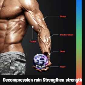 Resim 1 adet Demir Kendi Başlatma Bilek ve Dirsek Güçü Gyroscopic Top Kolu, Parmak, Kemi ve Kas Egzersizi için - Taşınabilir Kavrama Güçü Antrenörü, Ev Kullanımı, Egzersiz Topu | Dinamik Gyroscopic Top | Dayanıklı Yapı 