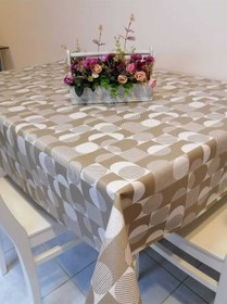 Resim Elyaflı Pvc Muşamba - Desenli Silinebilir Masa Örtüsü Fnt12191 Kahverengi 