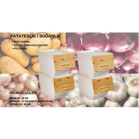 Resim Motek Patateslik Soğanlık Sepeti Oyuncak Kutusu Tekerlekli Organızer Çok Amaçlı Kutu 4x12lt-bambu+krem 