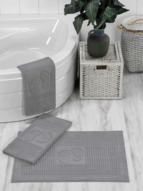 Resim Açık Gri 3'Lü Ayak Havlusu - Paspas Banyo Seti - Açık Gri 