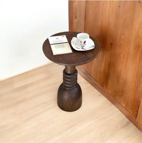 Resim Wood Woodenahşap Tekli Mantar Yan Sehpa Modern Ceviz Renk 50cm Koyu Ceviz 