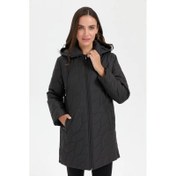 Resim Desen Triko Yanları Çıtçıtlı İri Yaprak Desenli Py Ara Boy Kadın Kaban 24419 (24419) 