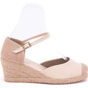 Resim Star Tombis Gerçek Elişi Koyu Bej Burnu Hasır Dolgu Topuk Keten Hasır Espadril Bej 