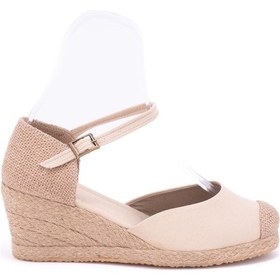 Resim Star Tombis Gerçek Elişi Koyu Bej Burnu Hasır Dolgu Topuk Keten Hasır Espadril Bej 