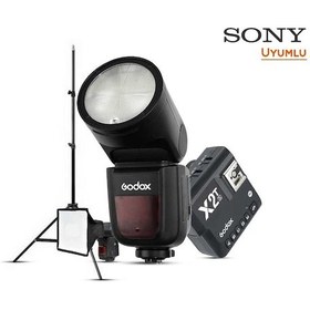Resim Godox V1 Sony Flaş Full Set (Flaş, Tetikleyici, Softbox, Tripod) 