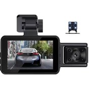 Resim Geeroyoo 3 Kanallı Araç Kamerası Ön Arka Park Modu 4k Çift Lens Wifi Gece Görüşü Geniş Açı Otomatik Güvenlik Kayıt Cihazı Jzr-gy 