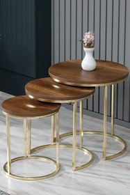 Resim FAYMEND 3lü Lüx C Zigon Sehpa Gold Barok 