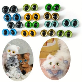Resim El Sanatları için 14 adet Karışık Renkli Kedi Güvenlik Gözleri - Bebekler, kuklalar, peluş hayvanlar ve DIY projeleri için Yıkama ile 15 mm / Plastik Titrek Gözlere sahip Düz Gözbebekleri 