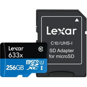 Resim Lexar 256GB High-Performance 633X Microsdhc Uhs-I 100MB/S Okuma 45MB/S Yazma C10 A1 V30 U3 Hafıza Kartı + Adaptör 