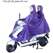 Resim Motosiklet Yağmurluk Panço Kalınlaşır Ve Yağmur Geçirmez Çift Erkek Ve Kadın Genel Panço Antrasit - Bej 
