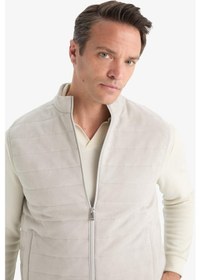 Resim Defacto Slim Fit Dar Kesim Dik Yaka Astarlı Fermuarlı Cepli Mevsimlik Baharlık Süet Yelek F0246AX25AU Gri 