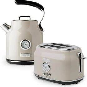 Resim 2'li Set Su Isıtıcısı ve Ekmek Kızartma Makinesi, Bej, Ingiliz Zarafeti Ile Buluşun 