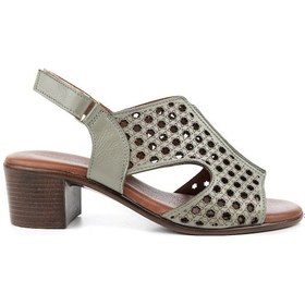 Resim Hush Puppies Fito Anatomik Taban Hakiki Deri Kadın Sandalet Yeşil 