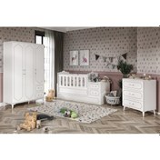 Resim Hayal Modern Bebek Odası Takımı Beyaz - 3 Parçalı Tamamı 1. Kalit Beyaz 
