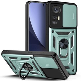Resim m.tk moveteck Xiaomi Mi 12t Pro Kılıf Kamera Korumalı Pars Lens Sürgülü Yüzüklü Zırh Tank Yüzüklü Military 