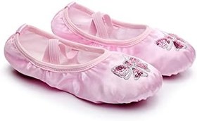 Resim GALPADA Bale Ayakkabıları Çocuk Kız Bale Dans Ayakkabıları Streç Saten Nakışlı Payetli Yoga Ayakkabıları Beden 34 