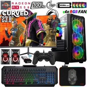 Resim Xaser XSR1030 Ryzen 5 3600 32GB Ram 512GB M.2 Nvme SSD 4gb RX550 23.8" 100Hz Curved Oyuncu Masaüstü Bilgisayarı 
