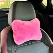 Resim 1 Adet Araba Baş Desteği ve Bel Yastığı - Taklit Tavşan Peluş, Canlı Pembe, Tüm Sezonlar İçin Konforlu, Her Araca Uygun, Boyun ve Alt Sırt için Ergonomik Destek, Yumuşak Polyester Dolgu, Ergonomik Araç Desteği | Pelüş Araba Yastığı | Rahat Yastık, Araba Baş Desteği 