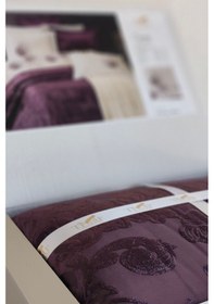 Resim Sevim Tivoli 10 Parça Battaniyeli Kadife Yatak Örtülü Çeyiz Seti Spectra Murdum Mürdüm 