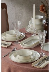 Resim Kütahya Porselen Bone V-form 26 Parça Yemek Takımı Platin Fileli 513300 