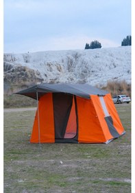 Resim Oba Çadır -- 1 Odalı Kamp Çadırı 4 Kişilik Kapı Sineklikli Turuncu Gri - Turuncu 