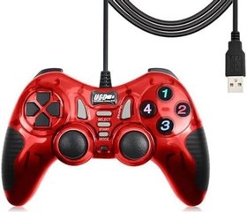 Resim Double Shock 12 Fonksiyon Tuşu USB Bilgisayar kablolu Oyun Kolu kırmızı 