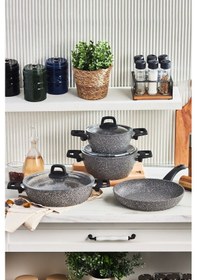 Resim Karaca Gris Biogranit 7 Parça İndüksiyon Tabanlı Tencere Seti Gri 