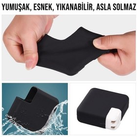 Resim Şarj Aleti Silikon Kılıfı Apple Uyumlu MacBook Air Pro Magsafe 1-2 45w Ve 70w İle Siyah 