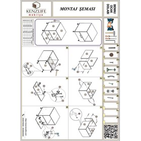 Resim Kenzlife ocak dolabı bennu gri 85x70x60 XLARGE kapaklı hazır mutfak klasik setüstü ocak için sabit tabla 