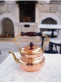 Resim Bakır Demlik İtalyan Model Bakır Renk Parlak 