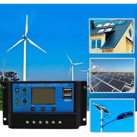 Resim Pwm 30A Solar Şarj Regülatörü 12 V 24 V Lcd Ekran Çift Usb 