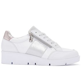 Resim Derimod Kadın Beyaz Kalın Tabanlı Deri Sneaker 24sfd370914 