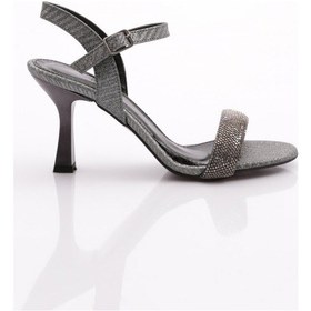 Resim Dgn 904 Kadin Bilekten Bağlamali Topuklu Abiye Ayakkabi 904-2423-R3009 Platin 