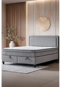 Resim Melisa Çift Kişilik Sandıklı Baza + Full Ortopedik Antibakteriyel Paket Yaylı Visco Yatak + Başlık 3 Lü Set 140 x 190 