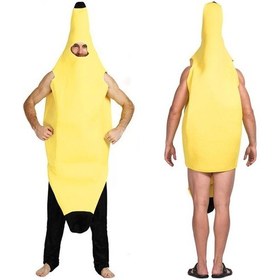 Resim Cadılar Bayramı Kostümü Komik Parti Muz Kostümü Cosplay Giyimine Yapışık 