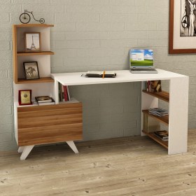 Resim Kalender Dekor İselin Çalışma Masası Ceviz-Beyaz 
