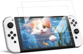 Resim Fintie Nintendo Switch için Ekran Koruyucu - OLED Model 7 inç Ekran, Temperli Cam Film, Çizilmez Premium HD Şeffaf, 9H Sertlik ve Kılıf Dostu (2'li Paket) 