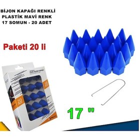 Resim Sivri Mermi Tip Bijon Kapağı Plastik Mavi Renk 17 mm Bijon 