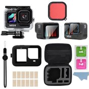 Resim Gopro Hero 9-10-11-12 Black Aksesuar Seti-Su Geçirmez Kılıf-Temperli Cam-Çanta-Silikon Kılıf 
