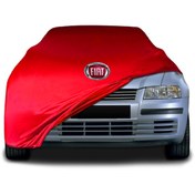 Resim ULTRASHOP Fiat Stilo Kırmızı Kumaş Araba Branda Logolu Penye Oto Branda 