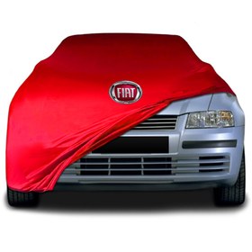 Resim ULTRASHOP Fiat Stilo Kırmızı Kumaş Araba Branda Logolu Penye Oto Branda 