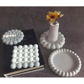Resim 4 Lü Dekoratif Set Bubble Takı Tabağı/ Bardak Altlığı Beton Ürün 